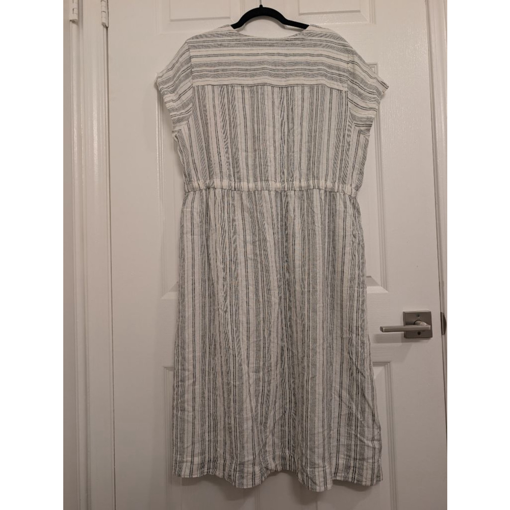 Women's BRIGGS Plus Size XXL White Black Striped Linen Blend Midi Dress Curvy - Picture 7 of 7